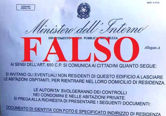 ANCHE A MODENA, ATTENZIONE AL FALSO VOLANTINO DEL MINISTERO