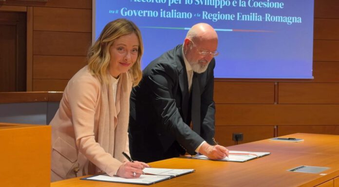 MELONI IN EMILIA: FIRMATO L’ACCORDO SUI FONDI DI SVILUPPO E COESIONE