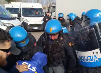 FEDEX MODENA, TENSIONE TRA FORZE DELL’ORDINE E LAVORATORI DAVANTI AI CANCELLI